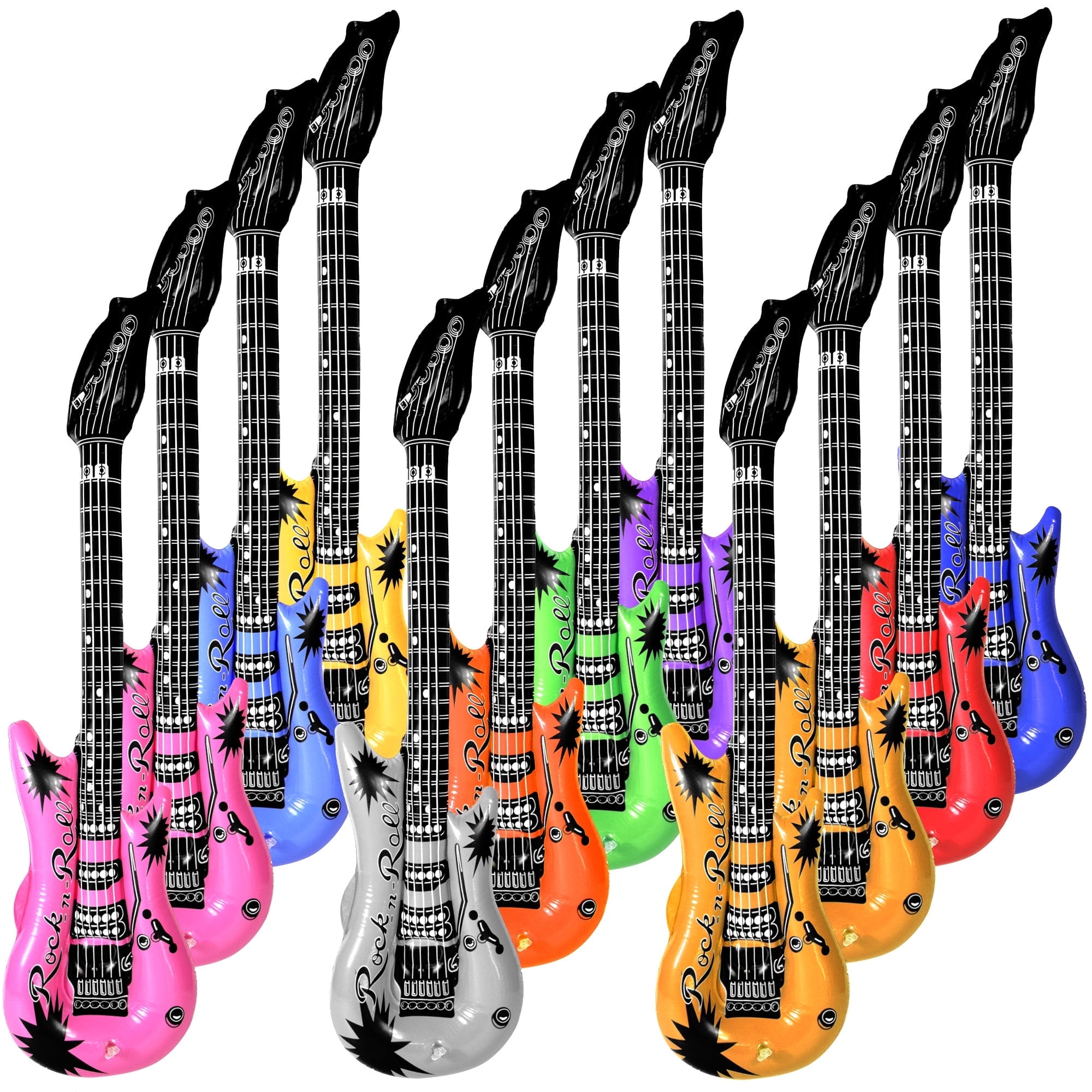 Novelty Place 12Pcs Inflatable Guitar - 35In Blow Up Novelty Place 12Pcs Inflatable Guitar - 35In Blow Up