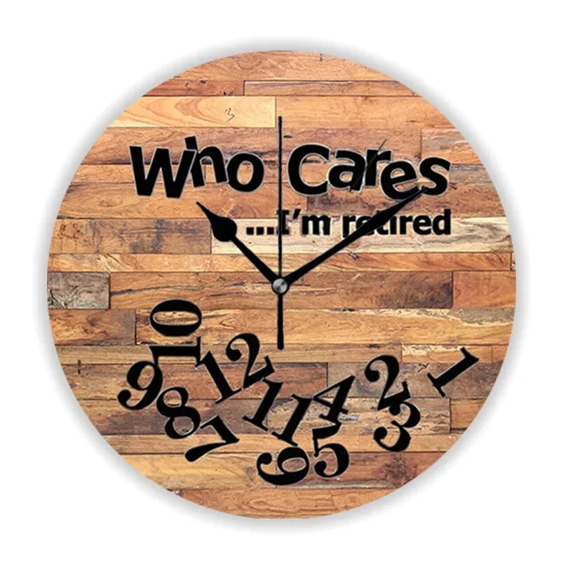 Novelty Whatever I'm Retired Rustic Wood Wall Clock for Farmhouse Wooden Plank Retirement Wall Watch Big Grandma Retirement Gift（10 Inch）