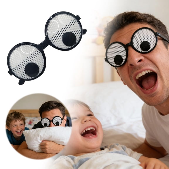 Novelty With Rolling Eyes For Pranks And Day Hilarious Interactive Joke Glasses For Parties And Trick Entertainment, 5.51x2.28 inch, Black 1PCS