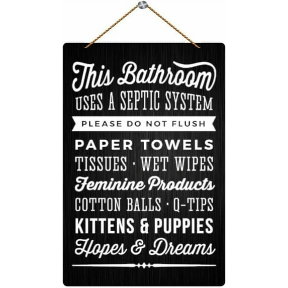Novelty Wood Sign Home Farmhouse This Bathroom Uses A Septic System Do Not Flush Hopes & Dreams Rustic Decorative Wood Sign Home Kitchen Decor 8x12 Inch