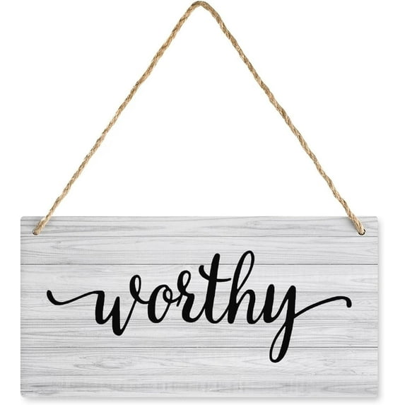 Novelty Wooden Wall Sign Worthy Wall Sign With Inspirational Quotes Farmhouse Wall Decor Wall Art 8x12 Inch