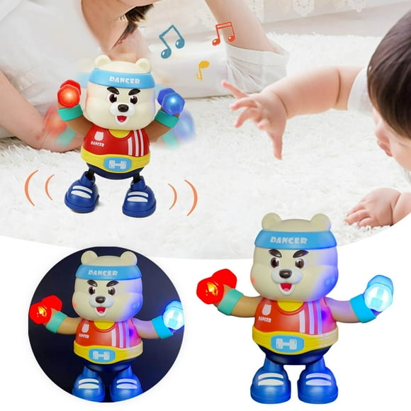 Novelty funny toy Fitness Bear ToySports LightingMusicCute And Portable Dance Bear ToyRobot For Children Electric Fitness Bear Toys