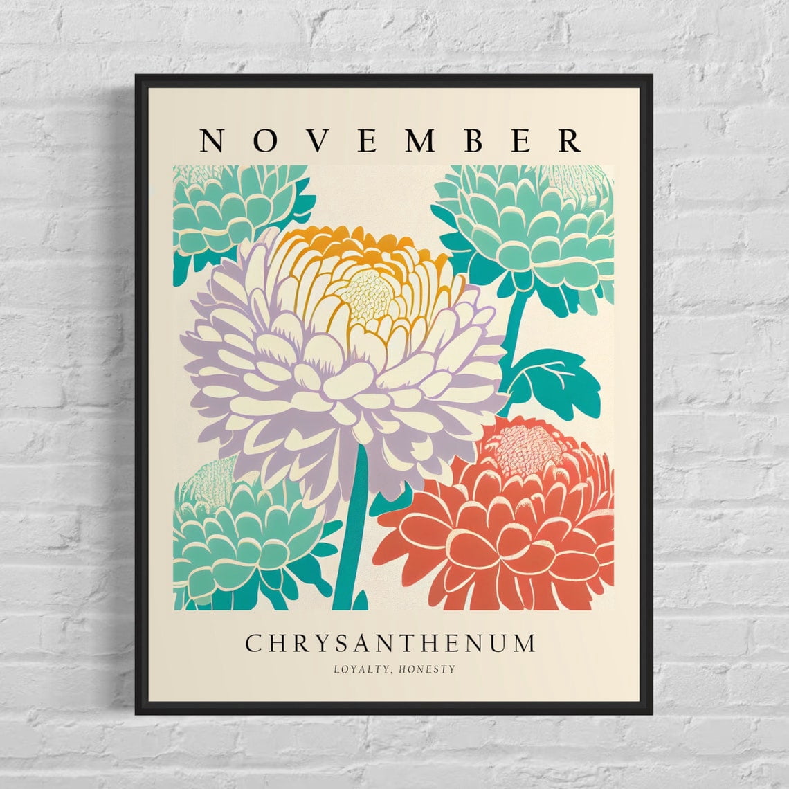 November Name Graphics November Birth Flower Wall Art Print, Chrysanthemum Decor - Walmart.com