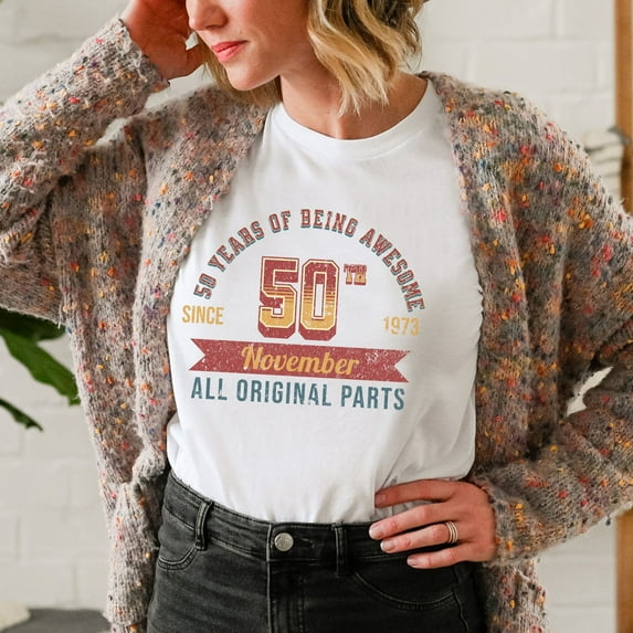 November Birthday Shirt, Vintage November 1973 Shirt, 50Th Birthday Gifts For Women, Hello 50 Shirt, 50Th Birthday Gift For Men (Colors:Dark Grey Heather; Sizes:XL;)