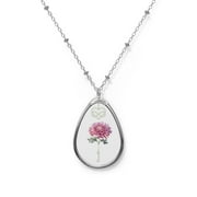 November Infinity Birth Month Flower Oval Necklace Jewelry Family Gifts