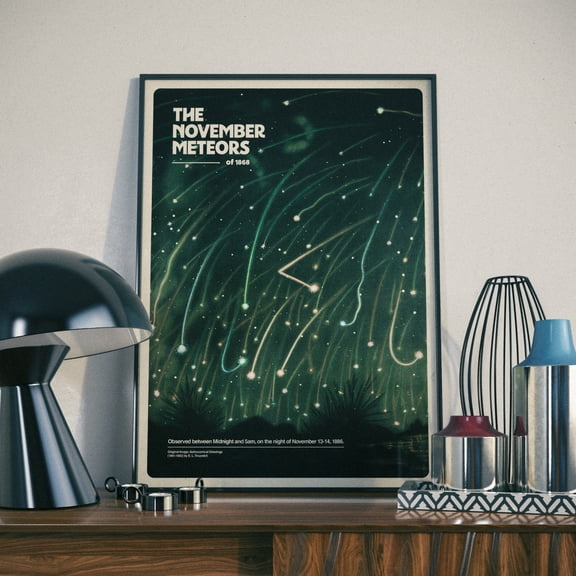 November Meteors Astronomical Graphic Design Space Spiritual Symbol Wall Art Celestial Mystic Wall Decor Boho Meditation Home Gallery Decor Unframed Paper Print