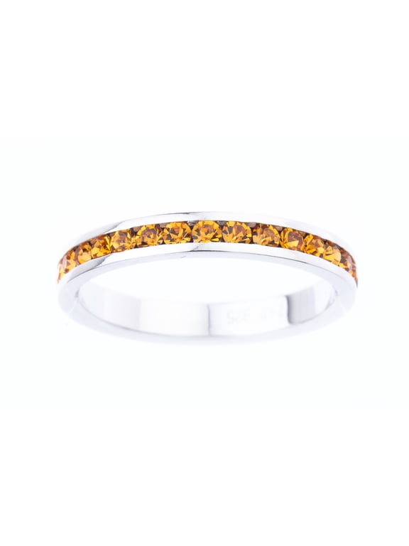 November Swarovski Crystal Birthstone Stackable ring in Sterling Silver