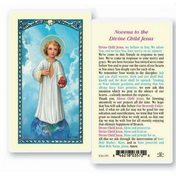 Novena to the Divine Child Jesus Laminated Catholic Prayer Holy Card with Prayer on Back, Pack of 25