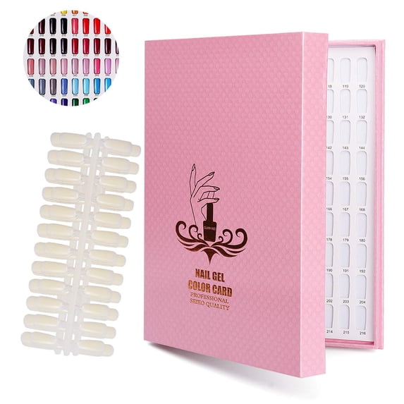 Noverlife 216 Nail Colors Chart Display, Nail Gel Polish Display Book with 216 False Nail Tips, Professional Salon Nail Color Swatches Nail Practice Card Board ALT2