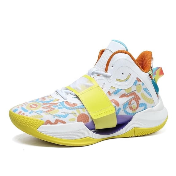 Novetra Men's Basketball Shoes Breathable Anti Slip Wear Resistant Super Light Sneakers Outdoor Cushioning Workout Fashion Running - YELLOW_11