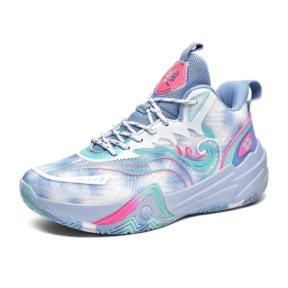 Novetra Men's Basketball Shoes Breathable Colorful Volleyball Sneakers with Mesh Upper Non Slip Rubber Indoor Shoe Running - BLUE_7