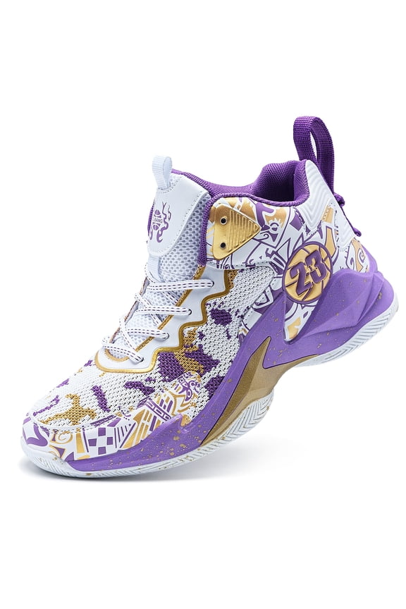 Men's High Top Basketball Shoes with Breathable Mesh Cushioning Support and Non Slip Sole Basketball Boots Gifts