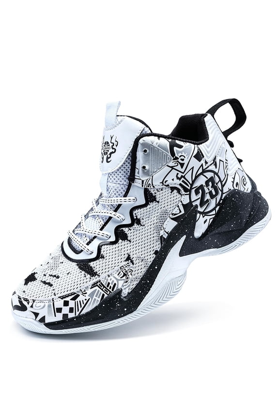 Men's High Top Basketball Shoes with Breathable Mesh Cushioning Support and Non Slip Sole Basketball Boots Gifts