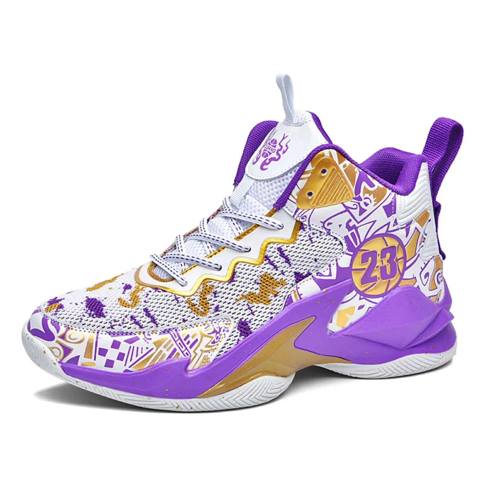 Hiphop Graffiti Blue Text Print Men's High Top Shoes main image 1