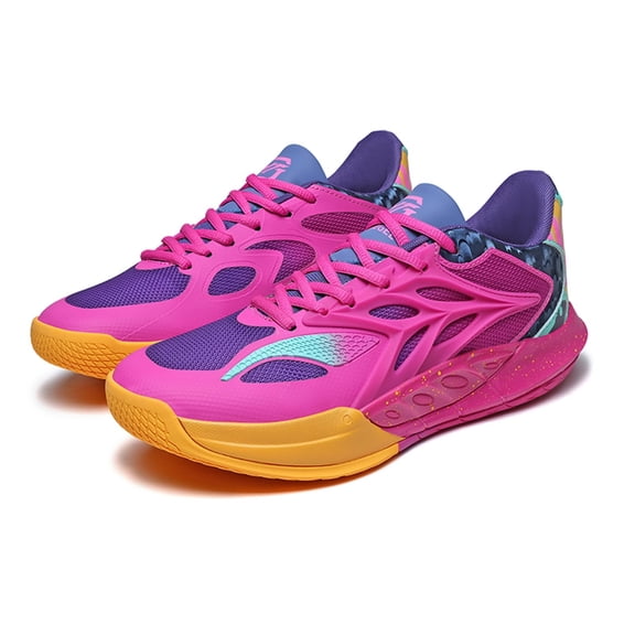 Novetra Men's Low-Top Basketball Shoes Mesh Breathable Lace-Up Stylish Soft Sole Shock Absorption Running Shoes