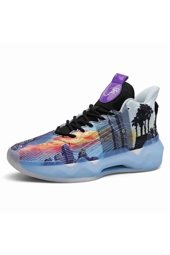 Unisex Fluorescent Basketball Shoes Sneakers Super Light High Top Graffiti Style Combat Basketball Boots Gifts