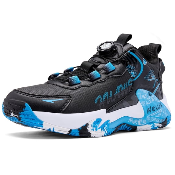 Novetra Unisex's Basketball Shoes Anti Slip Outdoor Fashion Training Sports Running - BLACK BLUE6_3.5