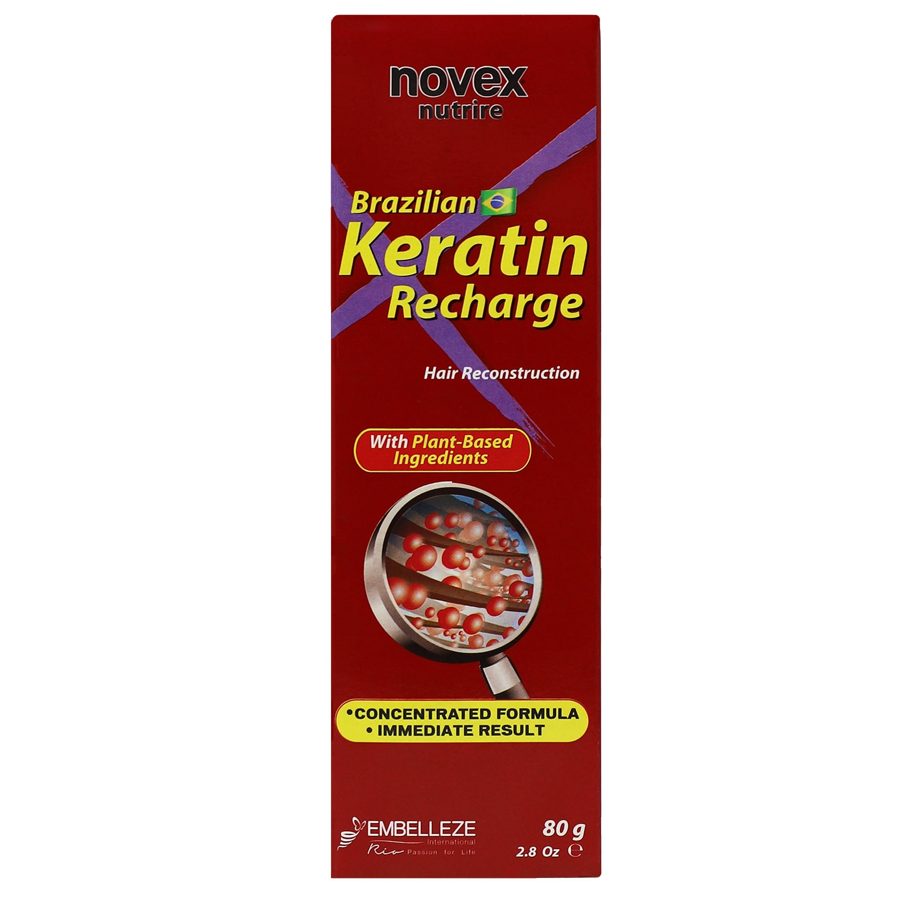 Novex Brazilian Keratin Leave-In Conditioner, Frizz Control, 2.8