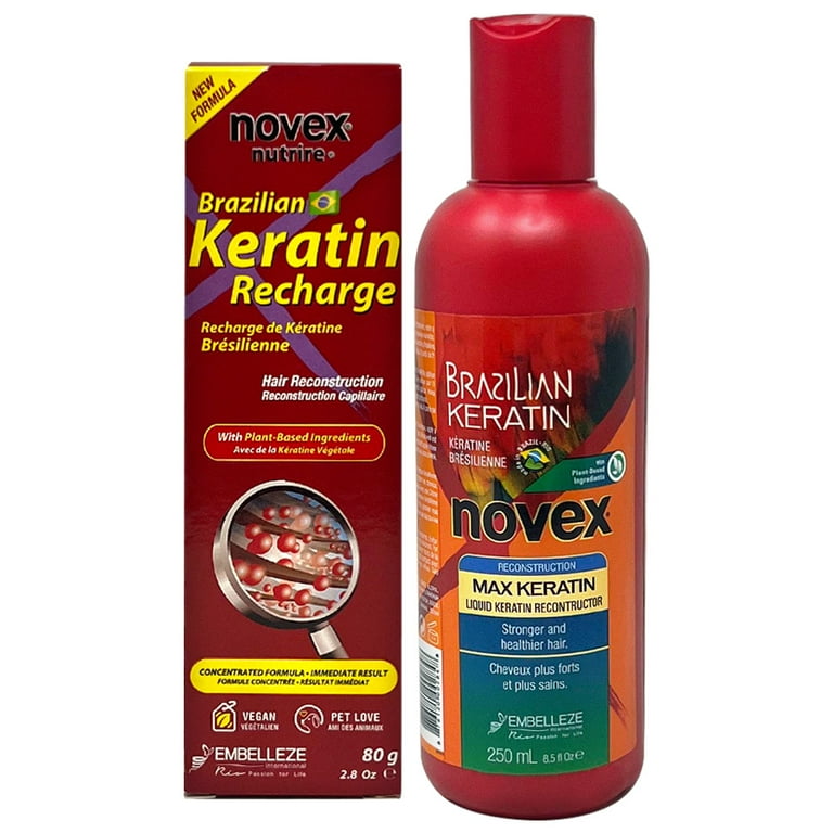 Novex Brazilian Max Keratin Liquid Keratin Reconstructor 8.5oz Brazilian Keratin Recharge 2.8oz 3 Processing Caps Walmart
