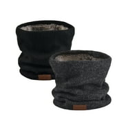Novforth Winter Neck Warmer Men Scarf,Ski Neck Warmer Scarf for Women, Fleece Lining Double Layer Neck Gaiter Face Mask,2PCS-Black+Dark Grey