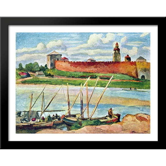 Novgorod Kremlin (Detinets) 36x28 Large Black Wood Framed Print Art by Pyotr Konchalovsky