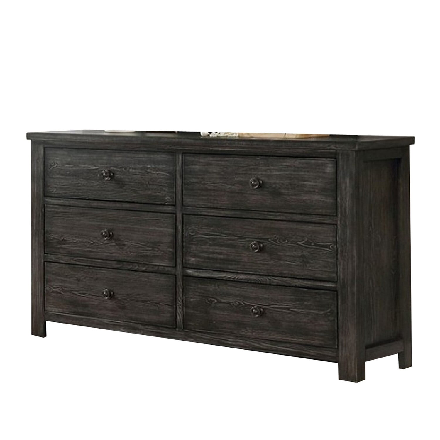 Benjara Novi 58 Inch 6 Drawer Wide Dresser Chest, Wood Grain Details ...