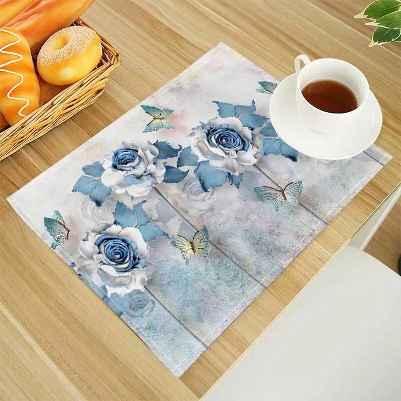 Novi Cvijetni Print Linen Dining Table Mats Alphabet Kitchen Placemat 