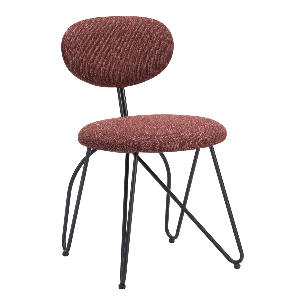 Maroon Brown Upholstered Metal Side Chair Set