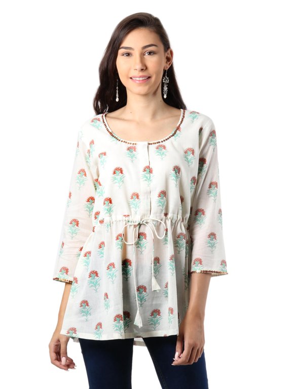 Cotton Lovely Florals Artisan Women's Fashion Handcrafted Blouse