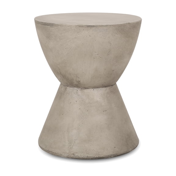 Novikka Lightweight Concrete MGO Outdoor Side Table, Hourglass, Light Gray