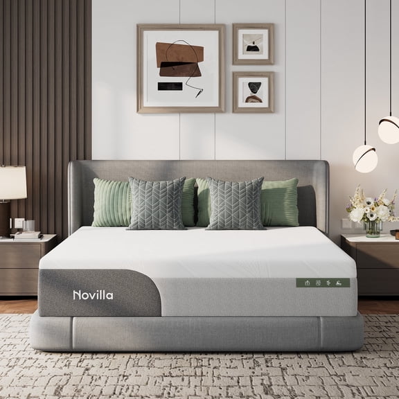 Novilla 10 Inch King Mattress, Gel Memory Foam Mattress King Size in a Box with Cool-Touch Nylon Cover for Cool Night Sleep, Pressure Relief & Body Support with Comfort Foam, CertiPUR-US Certified