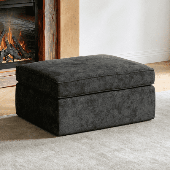 Novilla 108" Modular Sectional Sofa, Modular Sectional Couches for Living Room Bedroom, Chenille Removable Cover Cloud Couch Sectional with Smarts Coil® Support L-Shaped Couch(Dark Gray, Ottoman)