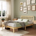 thumbnail image 1 of Novilla 12" Bed Frame Wood Bed Frame Full with Headboard,Off-White Wood Bed Frame Foundation with Wood Slat Support, No Box Spring Needed, Easy Assembly, 1 of 9