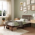 thumbnail image 1 of Novilla 12 Inch Twin Size Bed Frame Solid Wooden Twin Bed Frames with Headboard Wooden Classic Bed Frame Foundation, No Box Spring Needed, Easy Assembly, Walnut, 1 of 8