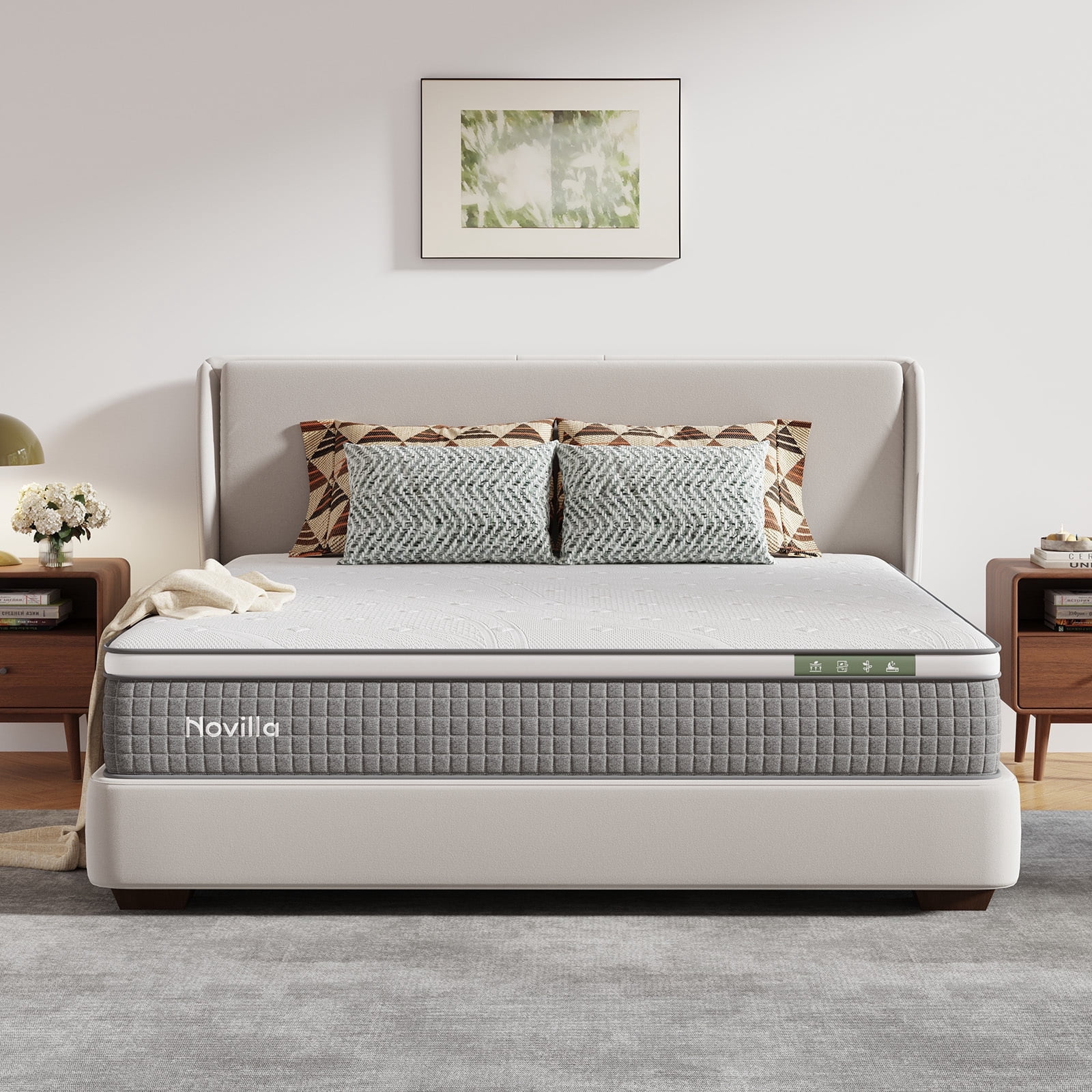 Novilla 12 Inch King Mattress,Hybrid Mattress King Size with Silky Cool Fabric, Gel Memory Foam & Pocketed Coils for Motion Isolation & Refreshing Cool Nights CertiPUR-US Certified