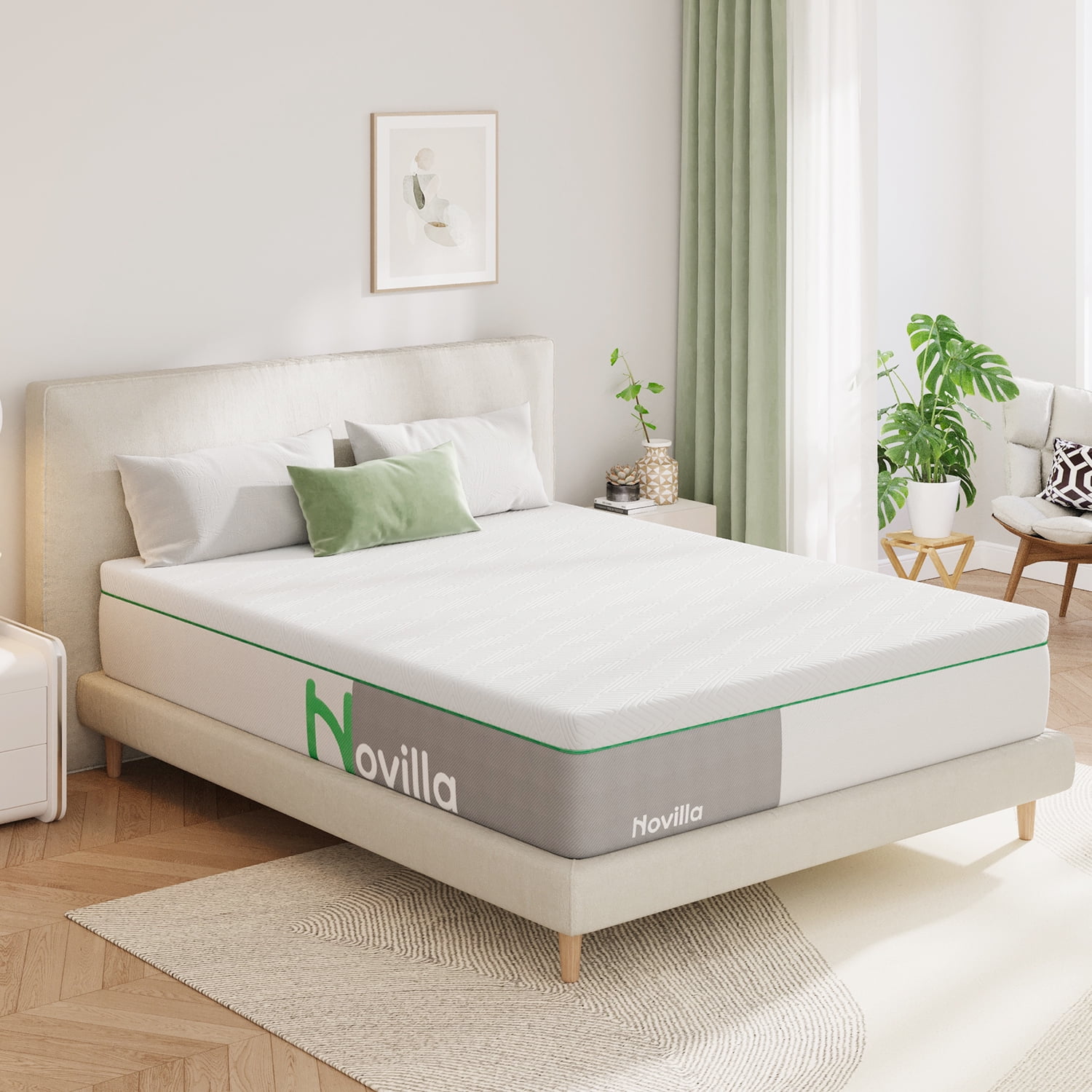 Novilla 12 inch Queen Mattress, Cooling Gel Memory Foam Mattress with Pressure Relief, Queen