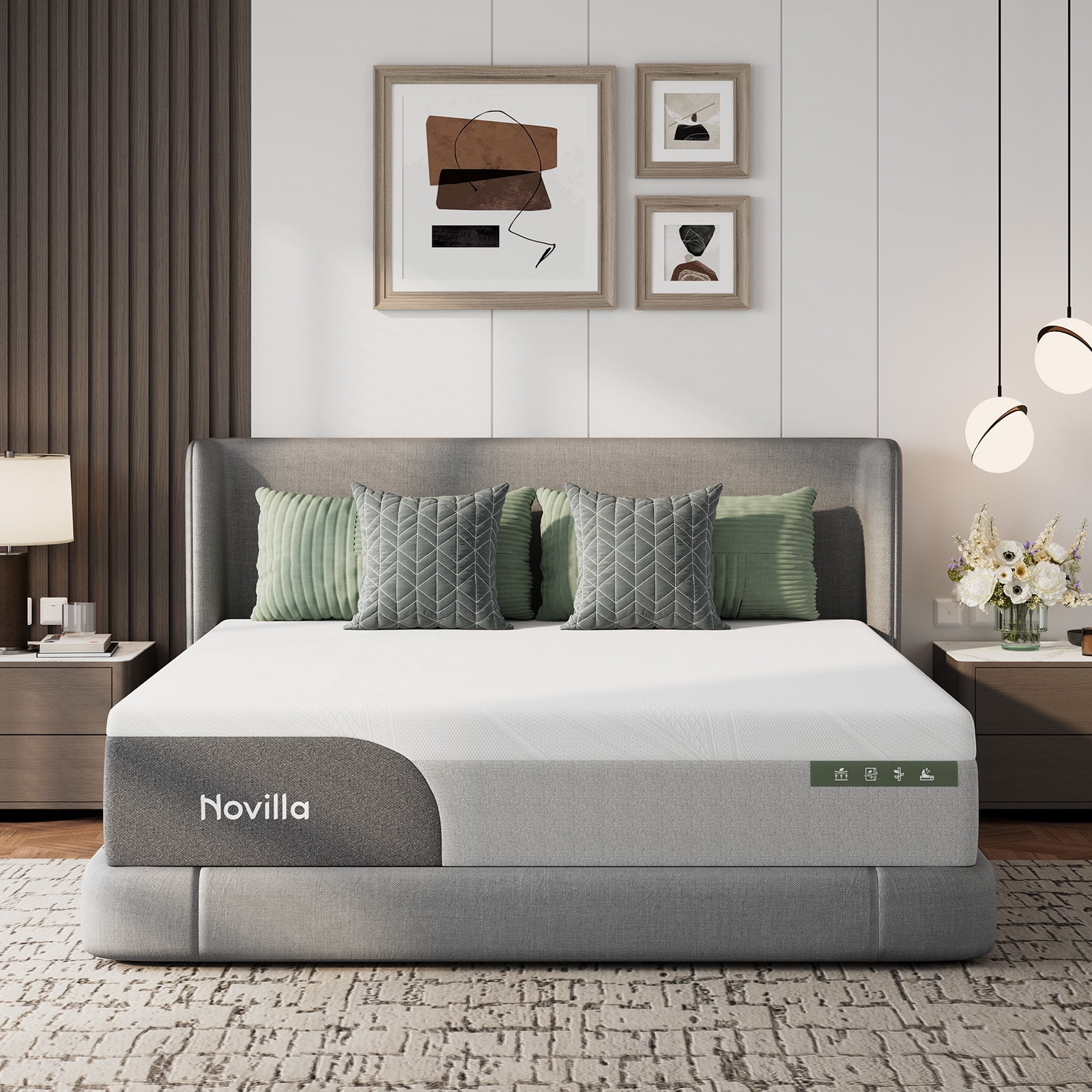 Novilla 14 Inch King Size Mattress, Gel King Memory Foam Mattress in a Box with Cool-Touch Nylon Cover for Cooling Night Sleep, Pain Relief & Spinal Support with Comfort Foam, CertiPUR-US Certified