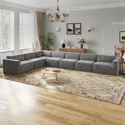 Novilla 176" Modular Sectional Sofa, No Assembly Cloud Sectional Couch with Smarts Coil  Support, Chenille Fabric L Shape Sectional Sofa, Boneless Couch for Living Room Apartment, Dark Gray 7 Seat