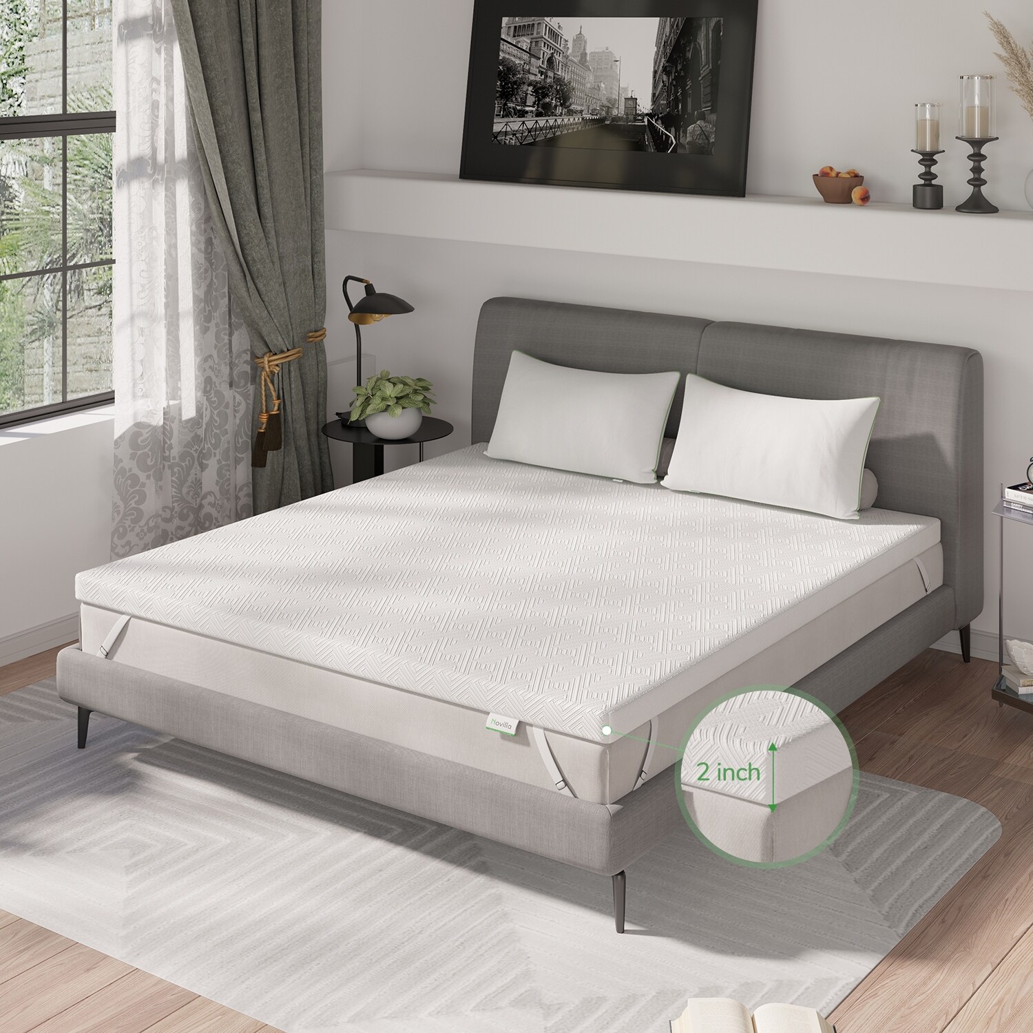 Novilla 2inch Cooling Gel Memory Foam Mattress Topper Queen