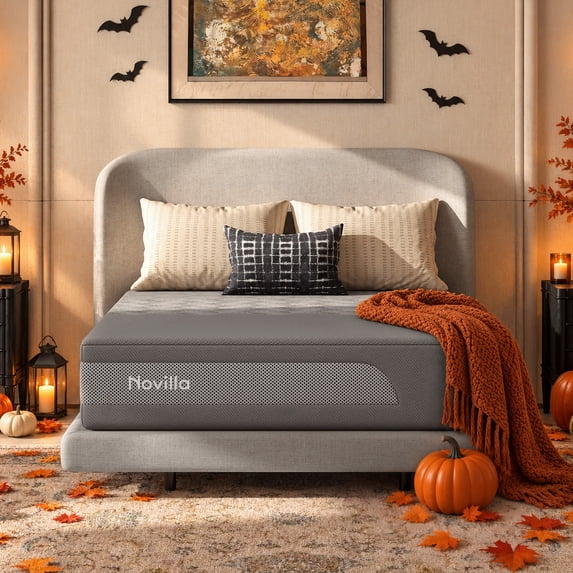 Novilla AiryFlow™ 14 Inch Queen Size Mattress, Cooling Memory Foam Mattress in a Box with Graphene Cover, PCM Temperature Regulation, NanoGel Foam & Pressure Relief Support