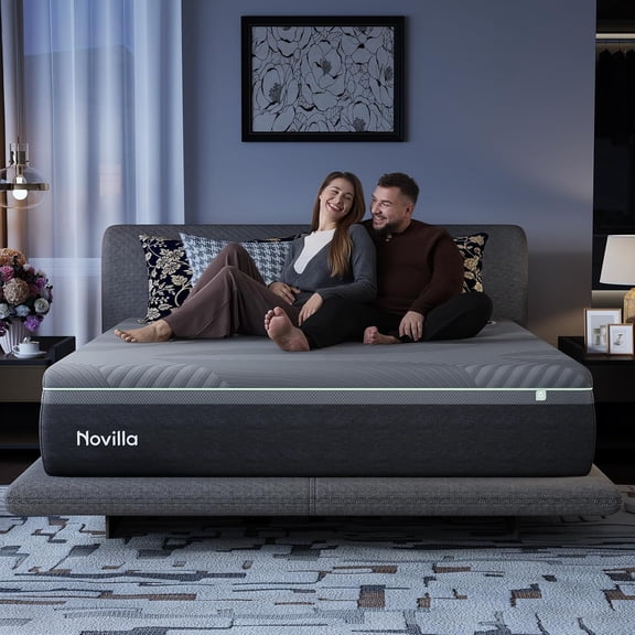 Novilla AiryFlow Gel Memory Foam King Size Mattress 14 inch Cooling Mattresses in a Box,Dynamic Support,Medium Firm,Dark Gray