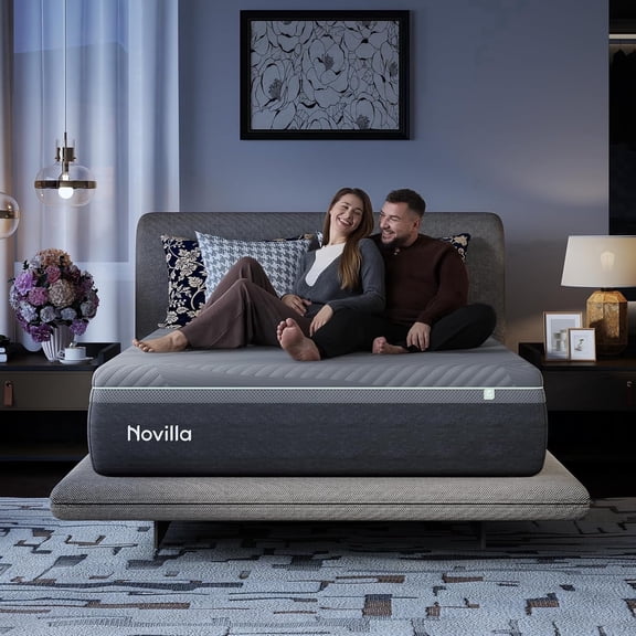Novilla AiryFlow Queen Mattress 14 Inch, Gel Memory Foam Mattress Queen for Cool Night & Spinal Alignment, Pressure Relief & Motion Isolation, Green Tea-Infused, CertiPUR-US Certified, Medium Firm