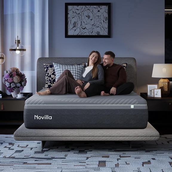 Novilla Queen Mattress 14 Inch, Cooling Gel Memory Foam Mattress in a Box, Medium Firm Queen Size Mattress with Pressure Relief, Motion Isolation, Breathable AirFlow Cover, CertiPUR-US Certified