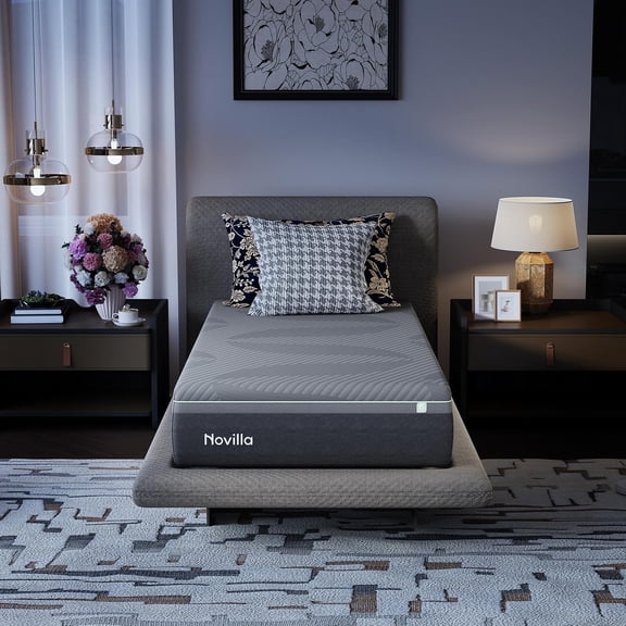 Novilla AiryFlow Gel Memory Foam Twin Size Mattress 10 inch Cooling Mattresses in a Box,Dynamic Support,Medium Firm,Dark Gray