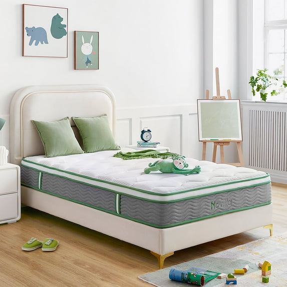 Novilla AwakePro 12" Teen Pillow Top Memory Foam Individual Pocketed Coils Hybrid Mattress Twin Size