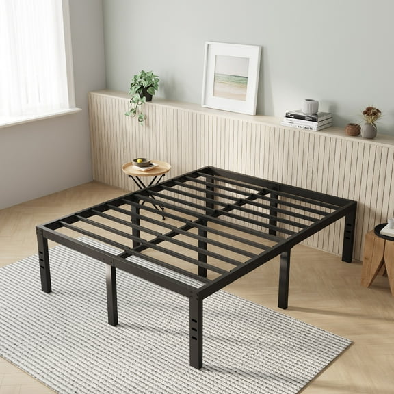 Novilla Bed Frame Queen Size, 16 Inch Simplicity Metal Platform Queen Bed Frame with Underbed Storage, No Box Spring Needed, Heavy Duty Steel Slat Support, for Bedroom, Guest Room, Noiseless