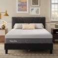 thumbnail image 1 of Novilla Bliss 12 Inch Queen Size Gel Memory Foam Cooling Mattress in a Box + Classic Luxe Queen Platform Bed Frame with Velvet Upholstered Adjustable Headboard, White, 1 of 14