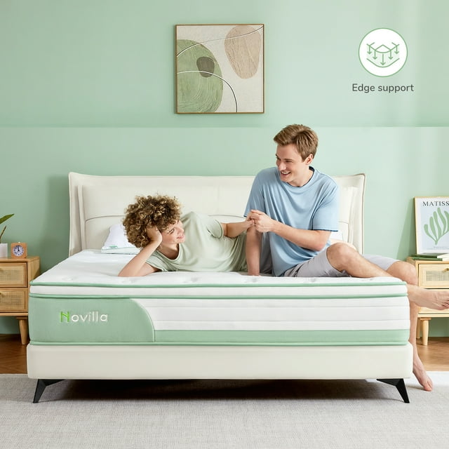 Novilla BloomyDream 12" Pillow Top Gel Memory Foam Pocketed Coils Hybrid Mattress, Queen Size