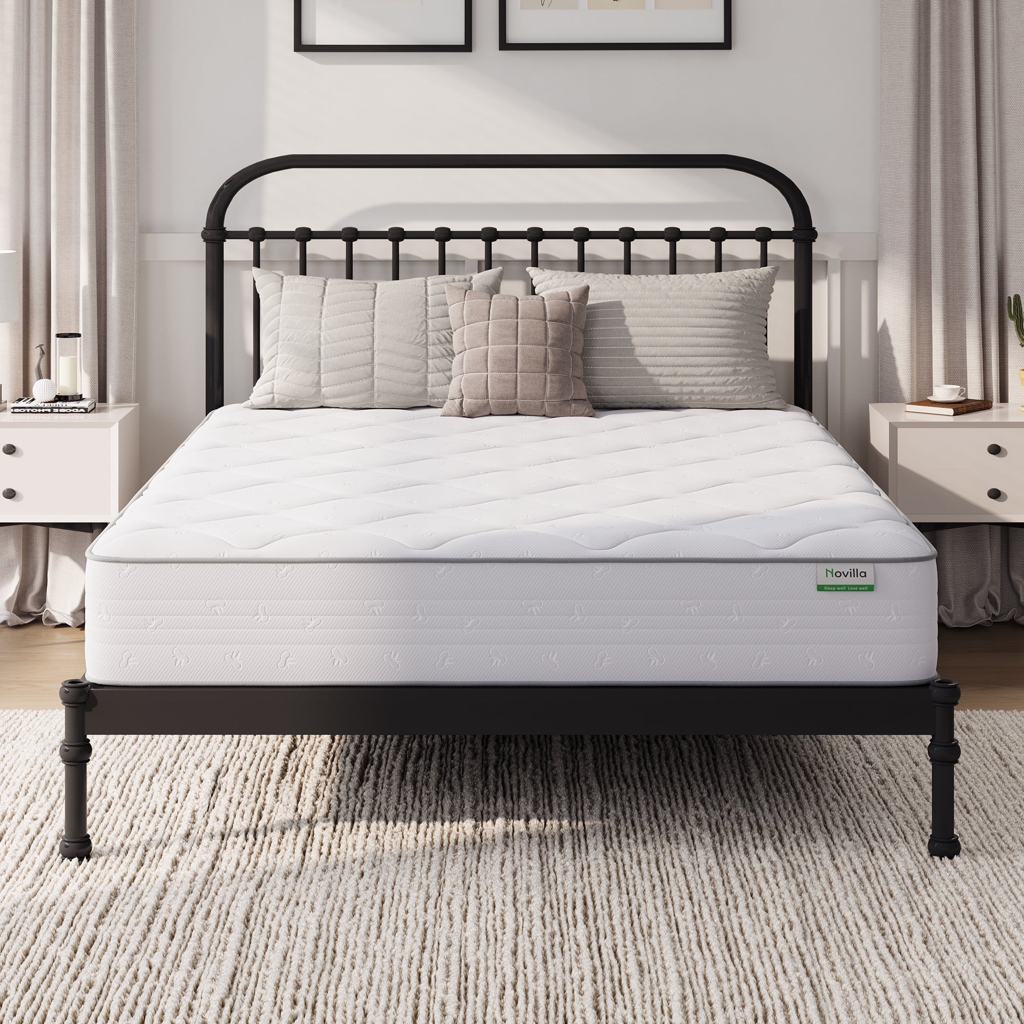 Novilla Easeon Pocket Spring Hybrid Twin Size Mattress 6 inch Motion Isolation Mattresses Pillow Top,Medium Firm