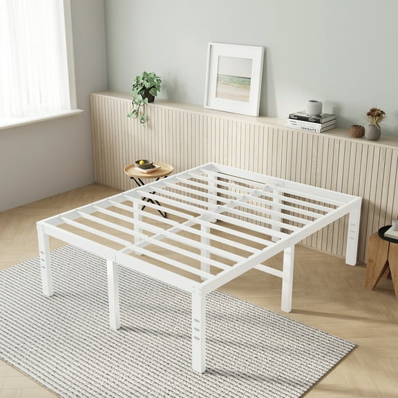 Novilla Full Size Bed Frame, 18 Inch Metal Platform Bed Frame King Size with Storage Space Under Bed, Heavy Duty Steel Slat Support, Easy Assembly, No Box Spring Needed, White